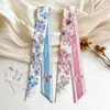 Estilo Coreano Verão Novo Borboleta Floral Feminino Decorativo Versátil Fita para Amarrar Bolsas, Lenço de Seda, Lenço de Pescoço Pequeno, Lenço