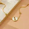 2024 Nuevo Pulsera de Acero Inoxidable con Concha Blanca y un Solo Diamante para Mujer, Lujo Ligero, Pulsera Deslizante Versátil, Joyería Explosiva Transfronteriza