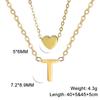 Collar de acero inoxidable de doble capa con cadena de corazón dorado, estilo sencillo y moderno, para mujer.