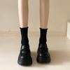 2025 Nuevo Otoño Estilo Británico Zapatos Pequeños de Cuero Tacón Grueso Suela Gruesa Mocasines Planos Versátiles Casuales para Mujer Tendencia Ins