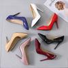 Comercio Exterior Transfronterizo 2021 Primavera y Otoño Nuevos Zapatos de Tacón Alto de Talla Grande para Mujer Zapatos de Tacón de Aguja Zapatos Pequeños de Cuero Estilo Coreano Puntiagudos Transfronterizos