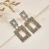 Moda Transfronteriza Elegantes Exagerados Geométricos Calados Cuadrados con Pedrería Pendientes Aleación Súper Brillante Estilo Simple Diario para Mujer