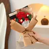 Flores Artificiales Flores de Hilo Tejido Ramo Pequeño Rosas Girasoles Flores Pompones Ramo de Mano Regalo Flores Hechas a Mano Transfronterizas