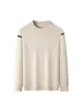 Yingao Nuevo Suéter de Punto para Hombre Cuello Redondo Otoño Invierno Mezcla de Lana Holgado Cálido Estilo Old Money Casual Pulóver