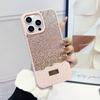 Funda protectora de cuero con costuras degradadas y diamantes de imitación de lujo europeos y americanos para iPhone 16 Pro Max