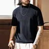 Nueva camiseta de punto para hombre con tacto fresco, al estilo de los nuevos ricos y el dinero antiguo, marca de moda de verano, diseño de canalé simple, adecuada para ir al trabajo, ropa de hombre