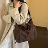 Bolsa de veludo cotelê para mulheres, nova bolsa tote casual de outono 2026, bolsa de ombro de grande capacidade, bolsa transversal para escola e trabalho