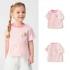 Balabala Ropa Infantil Camiseta de Manga Corta para Niñas Ropa Infantil Tops Algodón Puro 2025 Ropa Nueva de Verano Lindo Osito