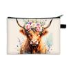 Caja de papelería con estampado de vaca Highland y girasol transfronteriza, monedero grande, estuche para lápices, bolsa para guardar papelería de estudiante escolar