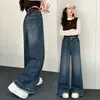 Nuevos Pantalones Casuales Estilo Coreano para Niñas Primavera/Otoño, Pantalones de Pierna Recta de Cintura Alta con Dobladillos Deshilachados de Luna Creciente
