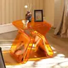 Mesa auxiliar transparente acrílica para sofá mesa de centro de lujo ligero para el hogar mesa de esquina mesa pequeña de diseñador para apartamento pequeño mesita de noche minimalista