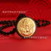 Colgante de Dragón de Jade con Incrustaciones de Oro Oro Puro Colgante de Jade Hetian Jade Tinta Collar Colgante Suministro al por Mayor para Transmisiones en Vivo de Kuaishou