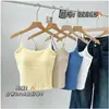 8206 # Top Básico Versátil de Cor Sólida com Alça Fina Costas Bonitas para Primavera e Verão com Bojo Camiseta Regata