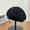 Boina de Lentejuelas con Lazo para Mujer Otoño Invierno Caliente Gorro de Pintor Retro Versátil Gorro de Auxiliar de Vuelo Sombrero de Moda Tendencia