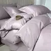 Conjunto de quatro peças de algodão escovado jacquard em relevo tecido espesso de alta qualidade com capa de edredom de borda larga, lençol de cima, lençol com elástico, conjunto de três peças de algodão puro espessado