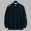 Camiseta masculina de manga comprida para outono e inverno, marca da moda, corte solto, espessa, camiseta básica casual, moletom estampado de gola redonda para jovens estudantes