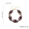 Pulsera Ovalada Incrustada de Diamantes, Juego de Aretes y Collar, Cadena de Clavícula Vintage, Joyería de Lujo Ligero y de Alta Gama para Mujeres