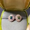 Novos brincos de opala negra natural Prata S925 cravejados pedra principal 6*4mm Rede vermelha Coringa explosões joias femininas atacado