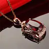 Colgante de turmalina y rubí chapado en oro rosa electrochapado de 18 quilates, estilo coreano, elegante y moderno, con piedra desnuda grande.