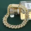 Europa y Estados Unidos transfronterizo 12mm cadena cubana de diamantes cifrado completo diamante alta calidad tendencia hip-hop para hombre collar en stock al por mayor