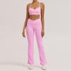 Traje de Yoga Cruzado de Color Contrastante Transfronterizo de Cintura Alta Ajustado Sin Espalda Traje Deportivo Nude para Correr Fitness Yoga para Mujer