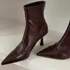 Botas de Moda de Tacón Alto Estilo Europeo y Americano de Gama Alta Ligeras sin Cordones que Aumentan la Altura Botines Cortos 2026 Cremallera Trasera Adelgazantes Botines Cortos para Mujer