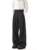 Pantalones Casuales de Pliegues Estilo Americano Grises para Hombres y Mujeres, Marca de Moda, Holgados de Alta Gama Cleanfit Rectos de Pierna Ancha Largos