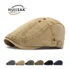 Boina Nova de Verão Masculina Chapéu de Beisebol de Algodão Lavado Retro Britânico Chapéu Frontal Bordado Versátil Casual Feminino
