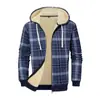 Jaqueta de Caxemira Tamanho Europeu Transfronteiriça Masculina de Inverno com Capuz Forrada de Lã Espessa Lapela Roupa de Inverno Jovem