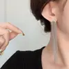 Novos Brincos Elegantes de Franja Super Longa com Contas Moda Emagrecedora Corrente de Luxo Leve High-end para Mulheres
