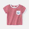 Camiseta informal de manga corta a rayas para niño, ropa de verano para niños, camiseta de media manga para bebé, top cómodo con bloques de color para niños pequeños y medianos