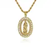 Hip Hop Hip Hop Transfronterizo Europeo y Americano Joyería Acero de Titanio Chapado en Oro Incrustado de Diamantes Collar de la Virgen María Colgante de Moda Personalizado