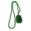 Pendente de Dragão de Vidro Jade Imitação Colar Longo de Aventurina Esmeralda Colar do Ano Zodiacal Corrente para Suéter Estilo Calcedônia