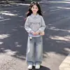 Conjunto de Sudadera con Capucha de Retazos Rayados Estilizado Artístico Fresco para Niñas, Falso Dos Piezas, con Cuello, Lindo Versátil para Jeans