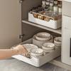 Cesta para Cajón de Gabinete Estante de Almacenamiento de Cocina Deslizable Cajón para Platos y Vajilla Caja de Almacenamiento de Condimentos Tipo Cajón Gabinete Profundo Inferior