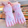 Guantes de esquí para niños Sanrio Kulomi de invierno para bebés, bonitos, cálidos, forrados con vellón, gruesos, impermeables para la nieve para niñas.
