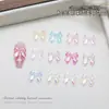 Novo Transfronteiriço Laço de Fita Colorido Transparente Gelo Joia de Arte de Unha Aurora Estilo Puro Lustre Gravata Borboleta Decoração de Unha Vestível