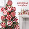Decoración Popular Transfronteriza para Árbol de Navidad de Interior 12 Lollipops de Menta Rojos y Blancos Grandes y Lindos para la Punta del Árbol de Navidad