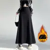 Falda larga de punto de lana blanca para mujer, otoño e invierno, petite, línea A, cintura alta, adelgazante, bodycon