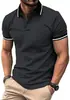 Europa Transfronteiriça Manga Curta Gola Lapela Cor Sólida Novo Estilo Manga Curta Casual Camisa POLO Estampa 3D Bolso Gola Lapela Camisa Polo
