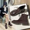 Botas Martin Marrons para Mulheres 2025 Novas Botas Curtas de Solado Grosso Primavera e Outono Botas Simples Botas de Motocicleta com Forro de Lã Inverno Solado Resistente ao Desgaste Botas Femininas