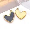 Pingente de Coração de Pêssego Esmaltado Grande de Aço Inoxidável 18x21mm Salpicado com Ouro Pingando Óleo para Colar DIY Corrente de Celular Acessórios de Joias