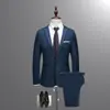 Moda Otoño e Invierno Transfronteriza de Amazon para Hombre Conjunto de Traje Casual de Negocios Traje de Dos Piezas Ajustado Estilo Coreano para Hombre