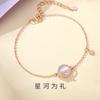 Pulsera original de plata de ley 925 con forma de estrella de río para regalar, con lazo, para mujer, con microincrustaciones de oro rosa y ópalo en la mano, joyería.