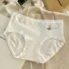 Bragas tipo triángulo para mujer de tiro medio con fuelle de algodón puro, estilo japonés para niñas, ropa interior suave, transpirable y sin costuras, modelo nuevo con flores bordadas y propiedades antibacterianas