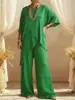 Conjunto Casual Irregular de Verão 2026 Novo Europeu Transfronteiriço Feminino Duas Peças Algodão e Linho Sem Mangas Gola Redonda Solto