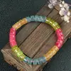 Pulseira de Turmalina Melancia, Pulseira de Jade Colorido Arco-Íris de Quartzo Jade, Colar de Jade Colorido Permeável ao Gelo e Hidratante