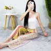 Pantalones de pijama de algodón y seda de verano nuevos 26 años 45 unidades, Pantalones anchos de nueve puntos para mujer, Pantalones finos de talla grande holgados para aire acondicionado, Pantalones de playa