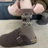 Nuevos Calcetines para Mujer Otoño e Invierno Calcetines Retro Fair Isle Lindos Animales de Dibujos Animados Calcetines de Media Pierna Calcetines Holgados con Bloques de Color Estilo Británico