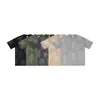 Camiseta Unisex Verano 2025 Estilo Retro Bloques de Pintura en Spray Artesanal Desgastada con Bolsillo Manga Corta Estilo Pareja para Hombres